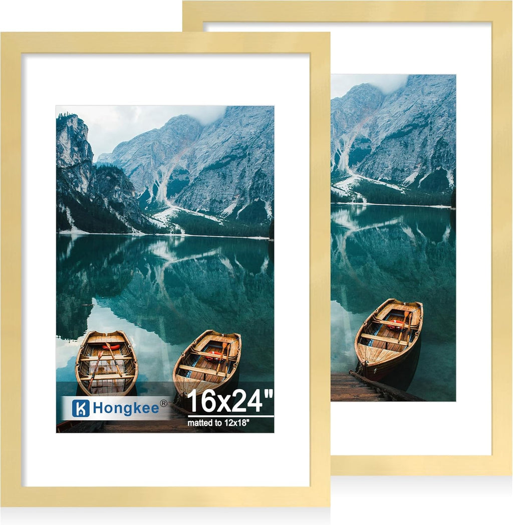 Yulinne 8x10 Picture Frame Set of 2, Distressed White Wood, Real Glass, Fits 5x7 with Mat, Wall or Tabletop