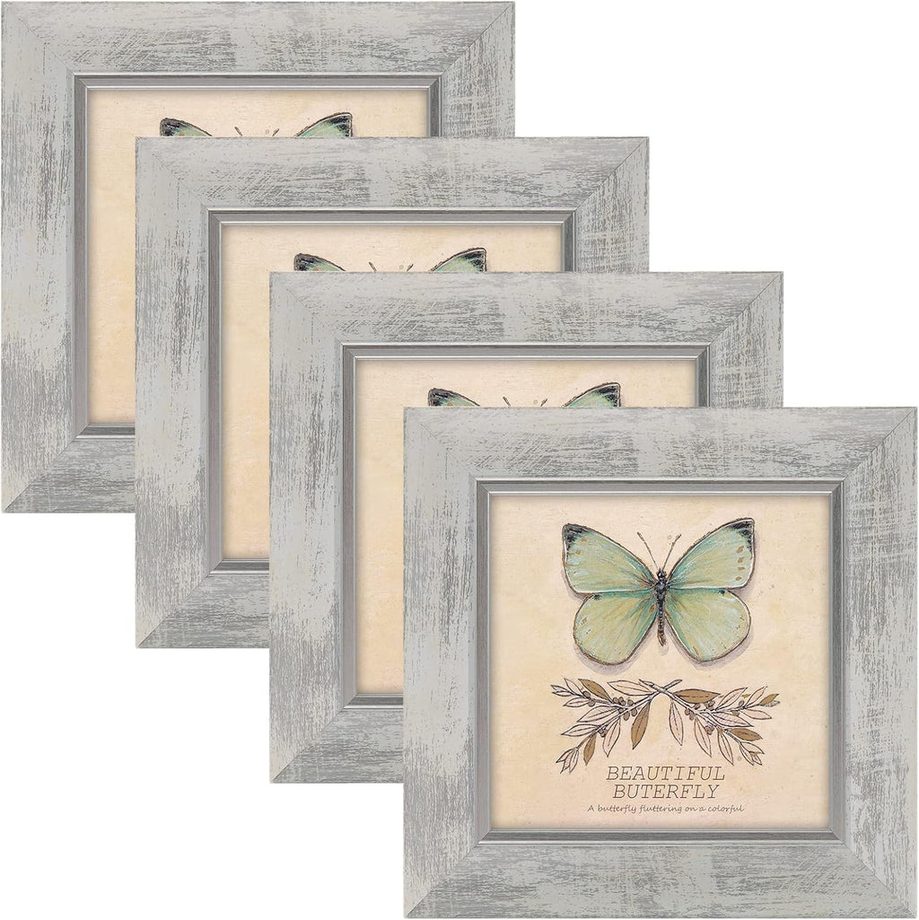 Yulinne 8x10 Picture Frame Set of 4, Rustic Retro Style, HD Plastic Cover, Wall or Tabletop Display