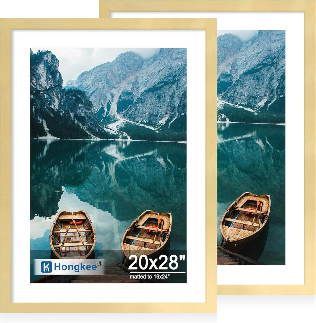 Yulinne 8x10 Picture Frame Set of 2, Distressed White Wood, Real Glass, Fits 5x7 with Mat, Wall or Tabletop