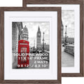 Yulinne 11x14 Solid Wood Picture Frame, Farmhouse Style, Fits 9x12/8x10 with Mat, Wall or Tabletop, 2 Pack