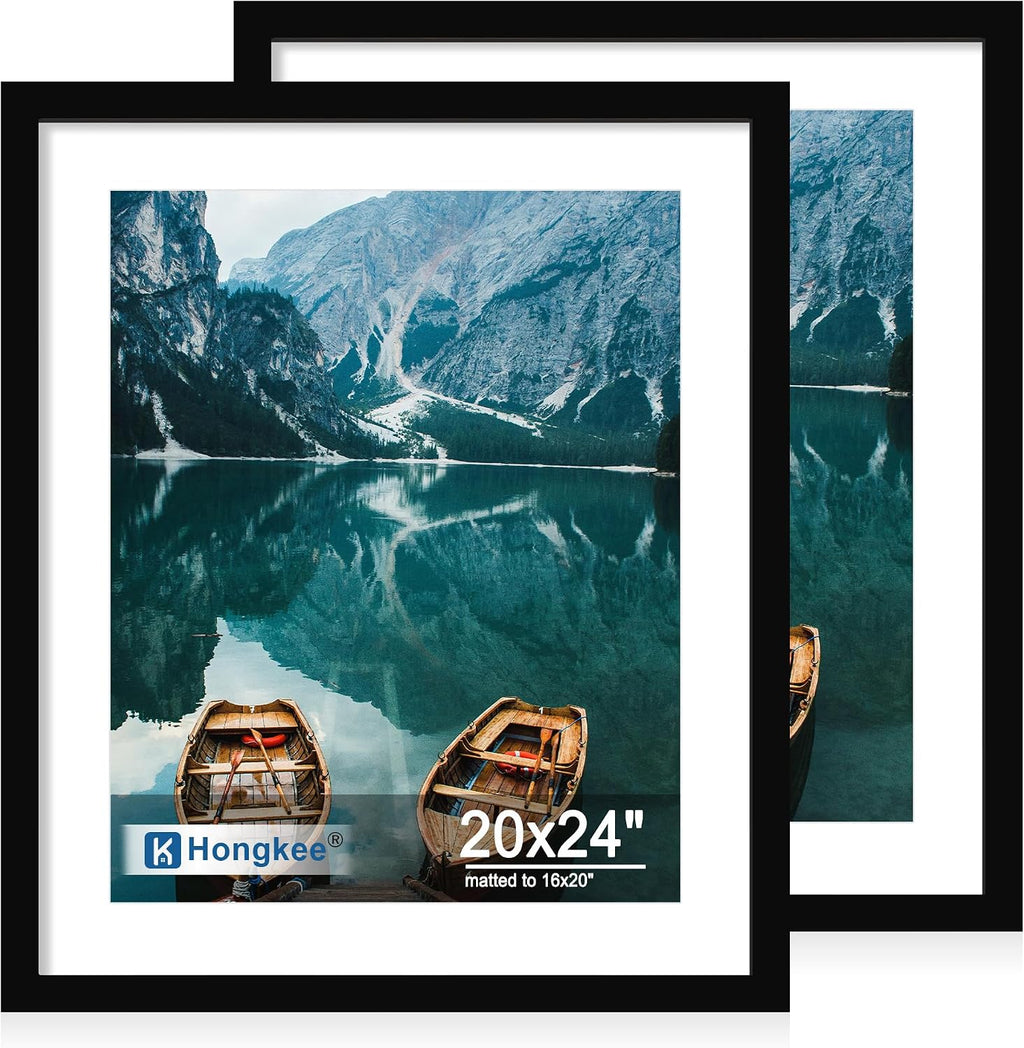 Yulinne 8x10 Picture Frame Set of 2, Distressed White Wood, Real Glass, Fits 5x7 with Mat, Wall or Tabletop