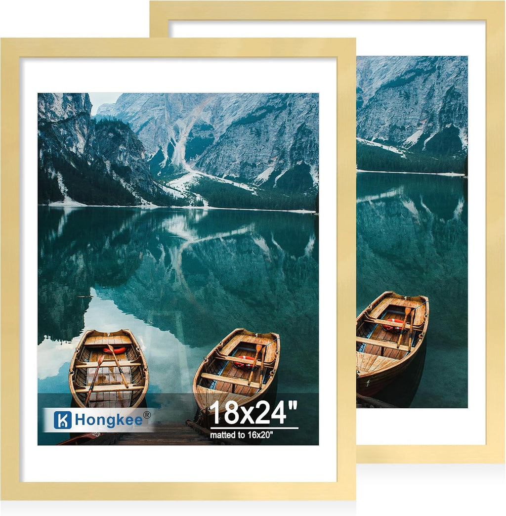 Yulinne 8x10 Picture Frame Set of 2, Distressed White Wood, Real Glass, Fits 5x7 with Mat, Wall or Tabletop